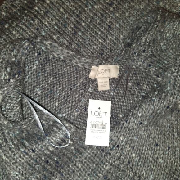 LOFT V-Neck Poncho in Dark Charcoal Gray - Picture 1 of 3